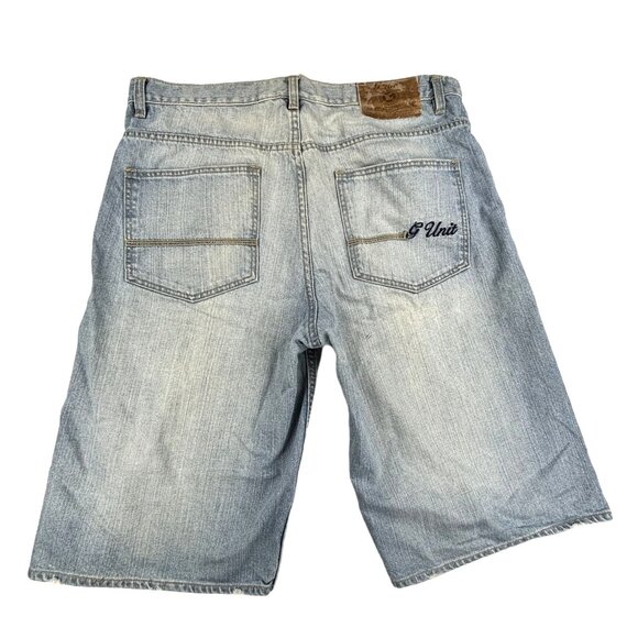 G Unit Jean Shorts Distressed Light Wash Men's 37 Jorts Y2K Baggy Skater Wide Le - Picture 5 of 10